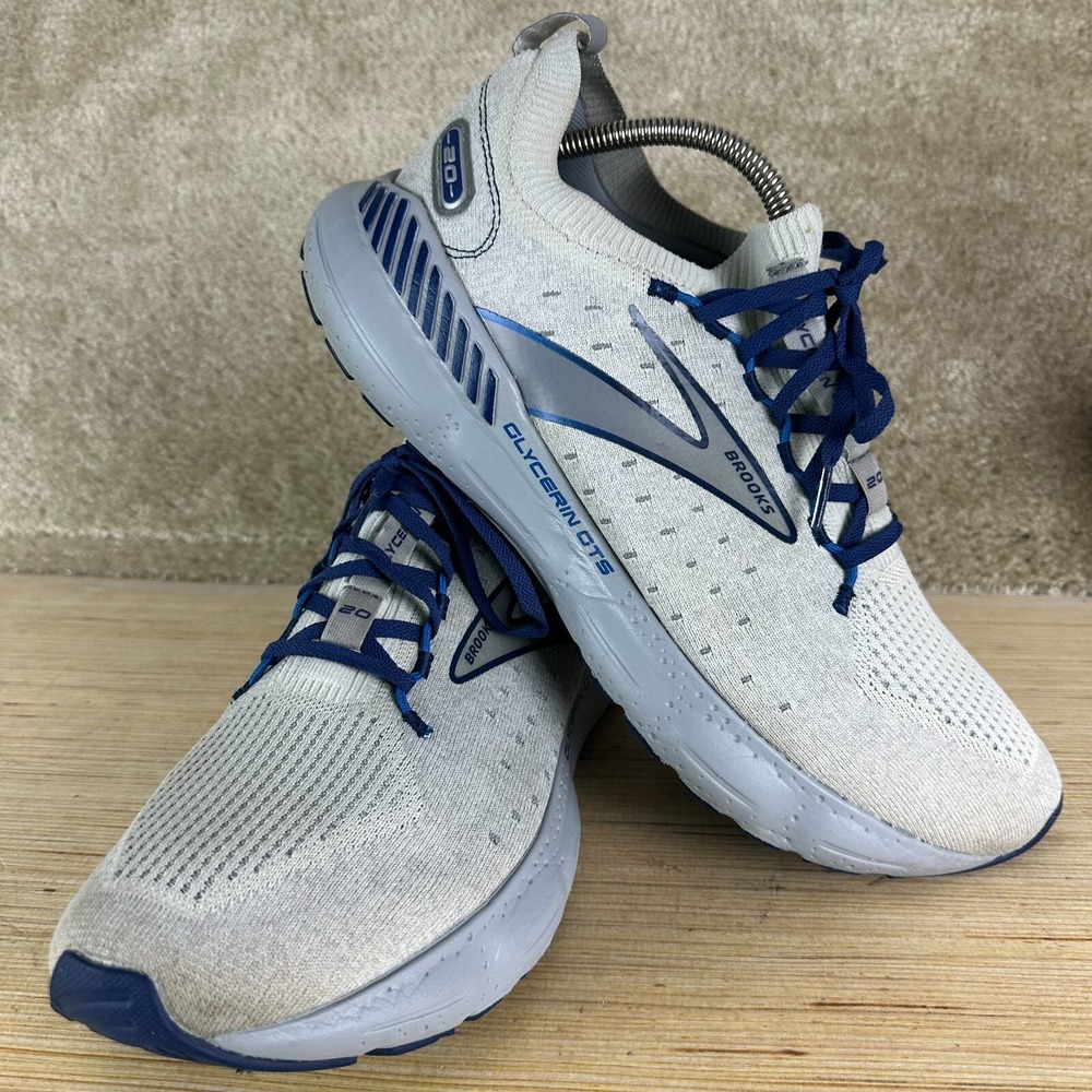 Brooks Glycerin 20 GTS Stealth Fit Mens 12.5 Gray Blue Running Shoes 1103851D081